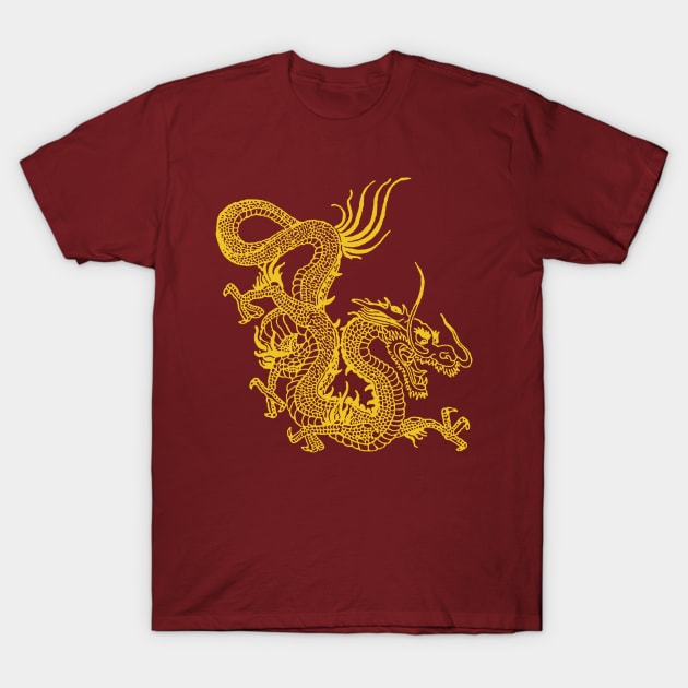 Yellow Chinese Dragon T-Shirt by EddieBalevo